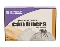 AbilityOne® 8105015171353, SKILCRAFT Low-Density Trash Can Liners, 33 gal, 0.8 mil, 33" x 39", Clear, Flat Pack, 250/Box