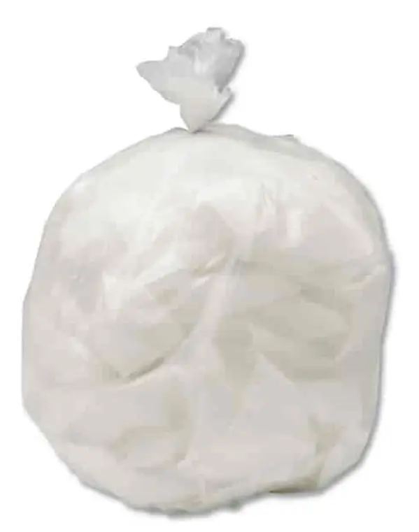 AbilityOne® 8105015604934, SKILCRAFT Low-Density Trash Can Liners, 13 gal, 0.7 mil, 24" x 30", White, 120/Carton